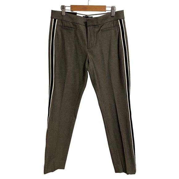 Banana Republic Grey Back White Side Striped Sloan Ankle Pants Sz 4 NWT - Picture 1 of 9